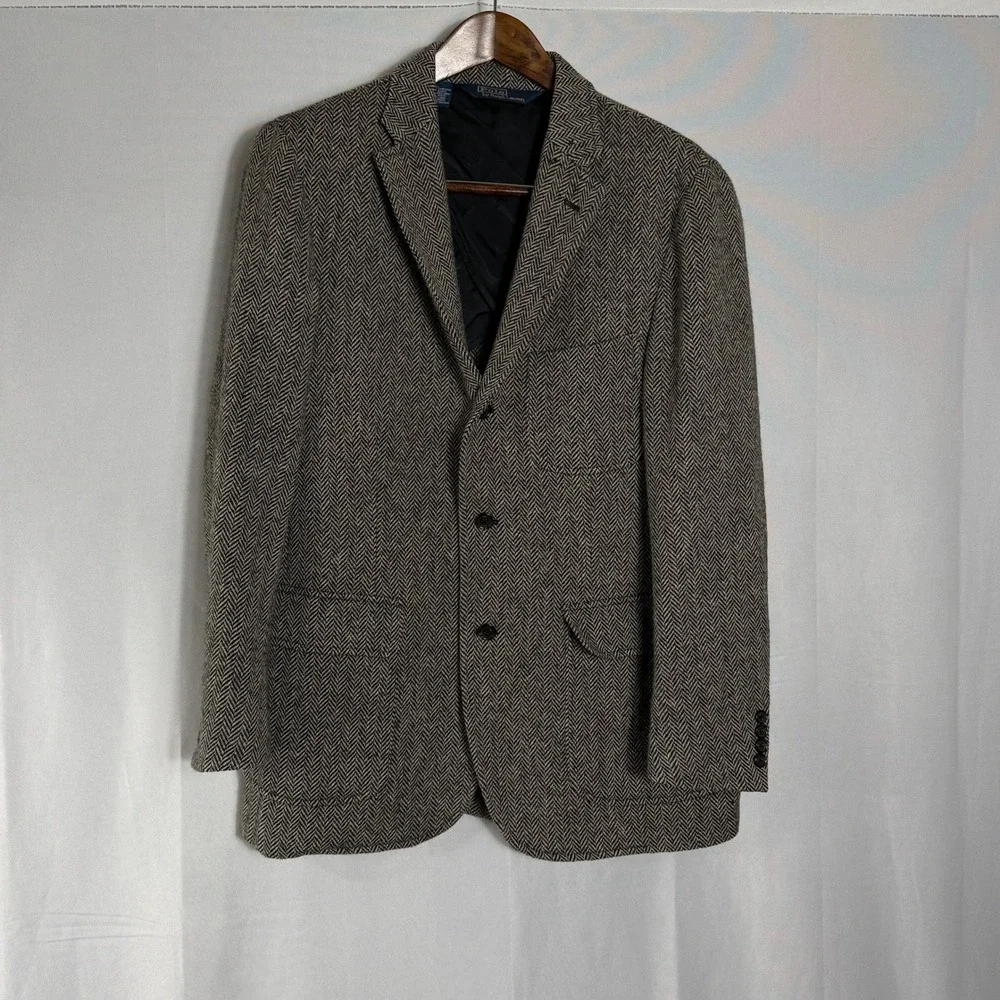 Polo Ralph Lauren Blazer Men's L Alpaca Lambs Wool Jacket Coat Tweed Vintage